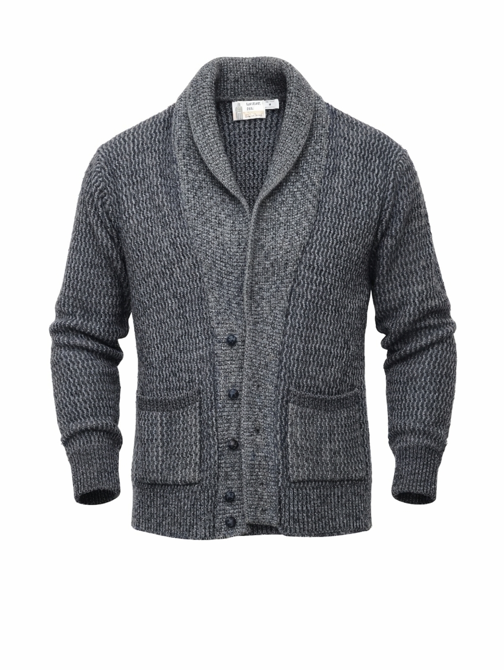 Vintage USA Made London Fog Gray‎ Knit Shawl Collar Cardigan Sweater